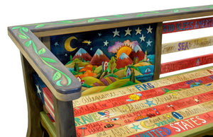 American Flag Loveseat – Our traditional American flag plaque adapted to a loveseat, metal stars and all! detail shot of landscape