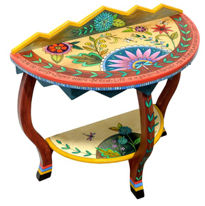 Half Round Table – Beautiful and vibrant contemporary floral half round table side view