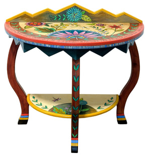 Half Round Table – Beautiful and vibrant contemporary floral half round table front view