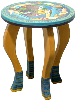 Round End Table – Coastal themed end table with fun beach scenes