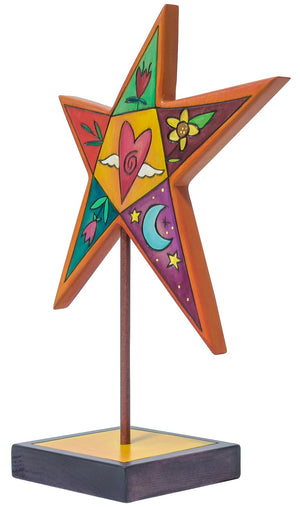 Star Sculpture – "You must be my Lucky Star" tabletop sculpture with painted floating icons 