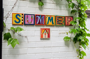 Example of Sincerely, Sticks "U" alphabet letter plaque to spell out Summer