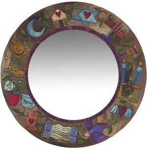 Large Circle Mirror –  Elegant Judaica mirror with symbolic elements