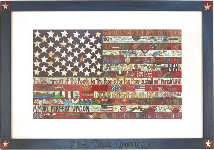 Framed American Flag Lithograph