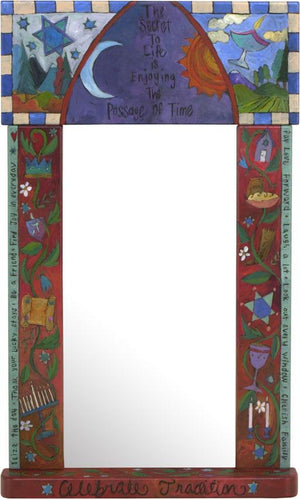 Large Mirror –  "The Secret to Life is Enjoying the Passage of Time" symbolic Judaica mirror