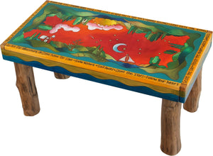 Sticks handmade 3' bench with rolling landscape and farm motif
