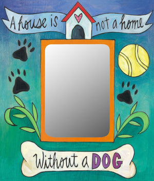 "Fetch My Love" Picture Frame – Sweet blue and green "a house is not a home without a dog" photo frame
