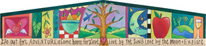 "Good Vibes" Door Topper – Beautiful crazy quilt door topper design with a central tree of life and soaring bird