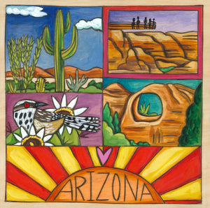 "Grand Canyon State" Plaque – Four Arizona nature scenes and a nod to the sun-shiny state flag