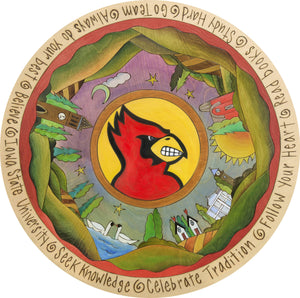 "ISU Country" Lazy Susan – "Seek Knowledge/Celebrate Tradition" lazy susan with Cy and campus motif front view