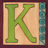 Sincerely, Sticks "K" Alphabet Letter Plaque option 1 with swirl, wave edge