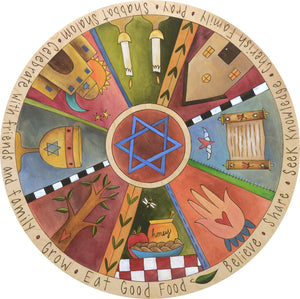 "Keep Traditions" Lazy Susan – Beautiful printed Judaica lazy susan front view
