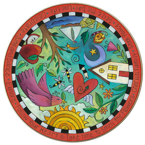 "Playful Day" Lazy Susan – Our traditional floating icon lazy susan motif front view