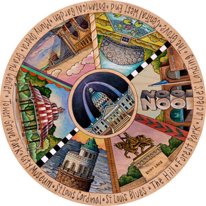 "Gateway to the West" Lazy Susan – Gorgeous detailed pie piece design lazy susan honoring St. Louis and its famous landmarks