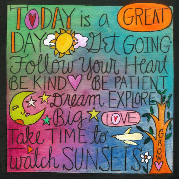 "Life Tips" Plaque – A printed plaque filled with daily inspirations front view