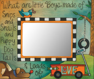 "Loads of Love" Picture Frame – Beautiful artisan printed picture frame with Little Boys theme front view