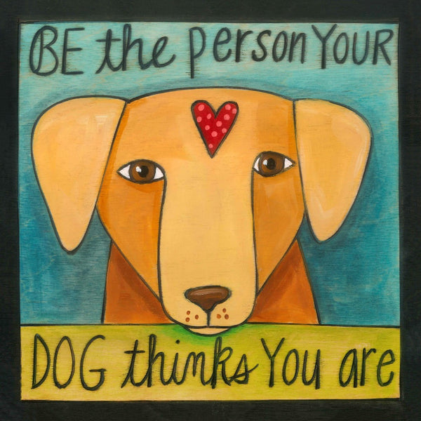 "Love is a Wagging Tail" Plaque – A sweet pup offers you unconditional love front view