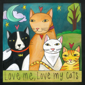 "Meow-zah!" Plaque – "Love me, love my cats" kitty cat plaque motif front view