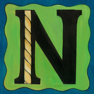 Sincerely, Sticks "N" Alphabet Letter Plaque option 1 with rope