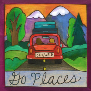 "Road Trippin'" Plaque – "Go places" and see the world motif front view