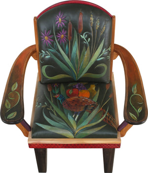 Friedrich's Chair and Matching Ottoman –  Friedrich's chair with ottoman with pheasant and floral motif
