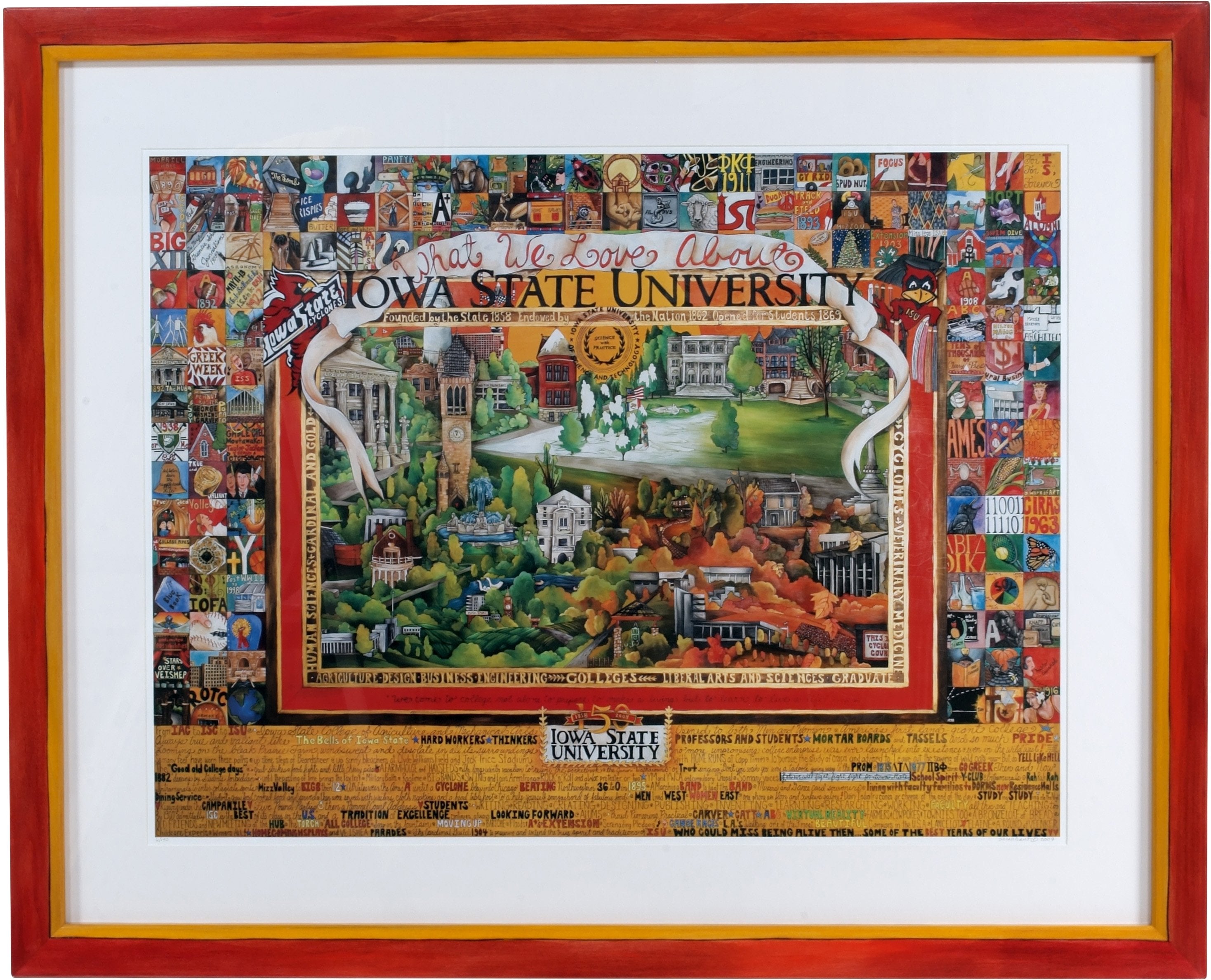Framed WWLA Iowa State University Lithograph –