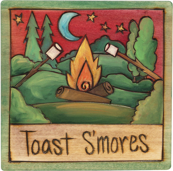 7"x7" Plaque –  "Toast S'mores" campfire motif