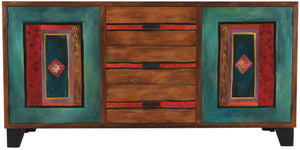 Large Buffet –  Pop of Red credenza buffet with nature motif