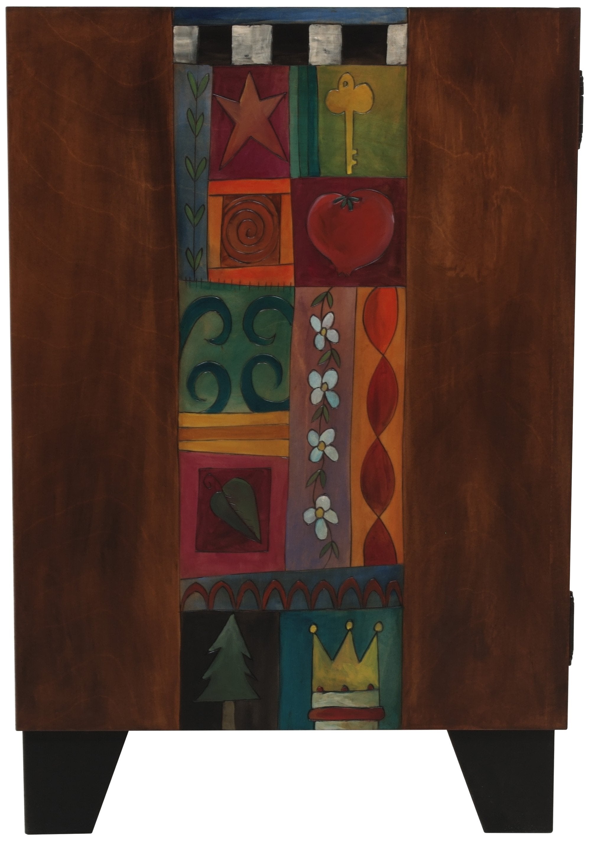 Large Buffet –  Pop of Red credenza buffet with nature motif