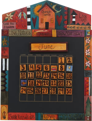 Small Perpetual Calendar –  Beautiful small calendar painted in rich and vibrant hues