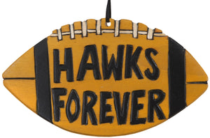 University of Iowa Ornament –  Adorable football ornament honoring U of I, "Hawks Forever"