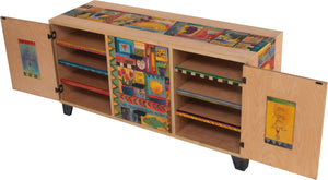 Large Buffet –  "Live by the Sun/Love by the Moon" credenza buffet with colorful sayings motif