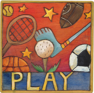 7"x7" Plaque –  "Play" sports and activities motif