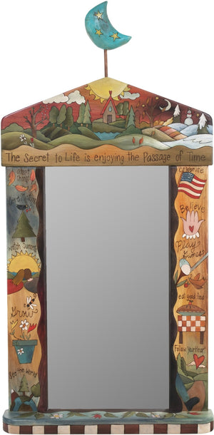 Large Mirror –  "The Secret to Life is Enjoying the Passage of Time" mirror with the changing of the four seasons landscape motif