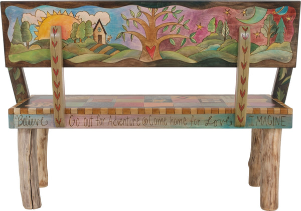 Loveseat –  Colorful quilt design with symbolic block icons