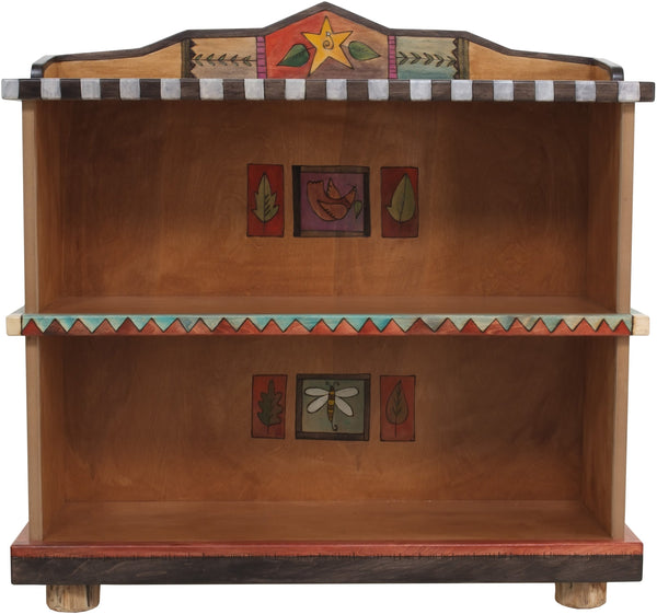 Short Bookcase –  "Cherish Family" bookcase with nature-inspired motif and natural color palette