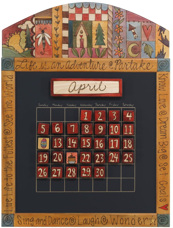 Small Perpetual Calendar –  Lovely small perpetual calendar with colorful block icons and patterns