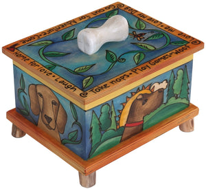 Pet Treat Box – Pups playing on rolling hills motif with a vibrant blue vibe