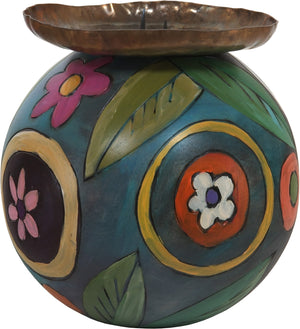 Ball Candle Holder –  Elegant and color rich candle holder with floral motifs