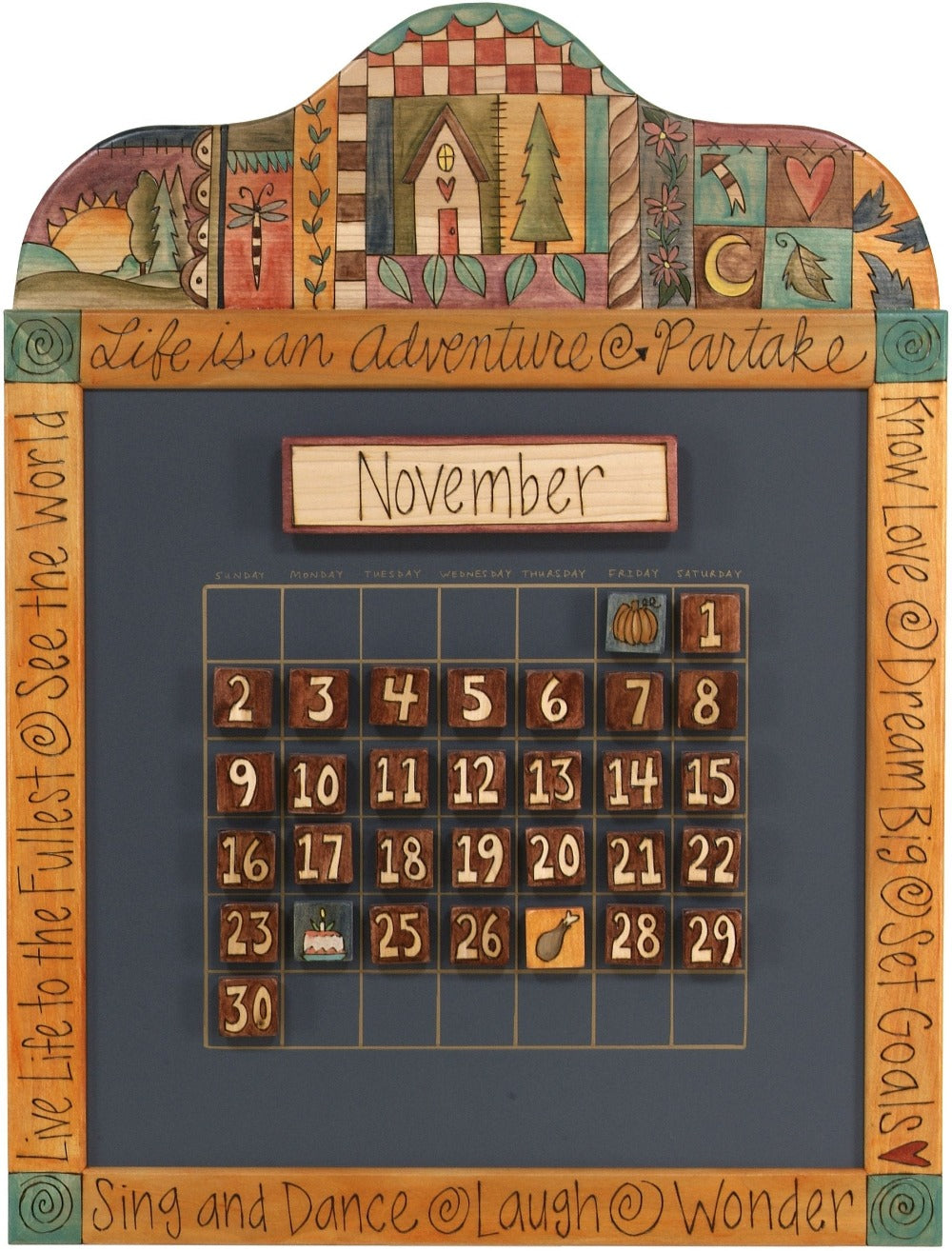Small Perpetual Calendar –  Lovely small perpetual calendar with colorful block icons and patterns