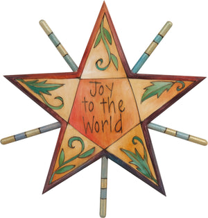 Tree Star –  "Joy to the world" star motif with leaf and vine sprig accents