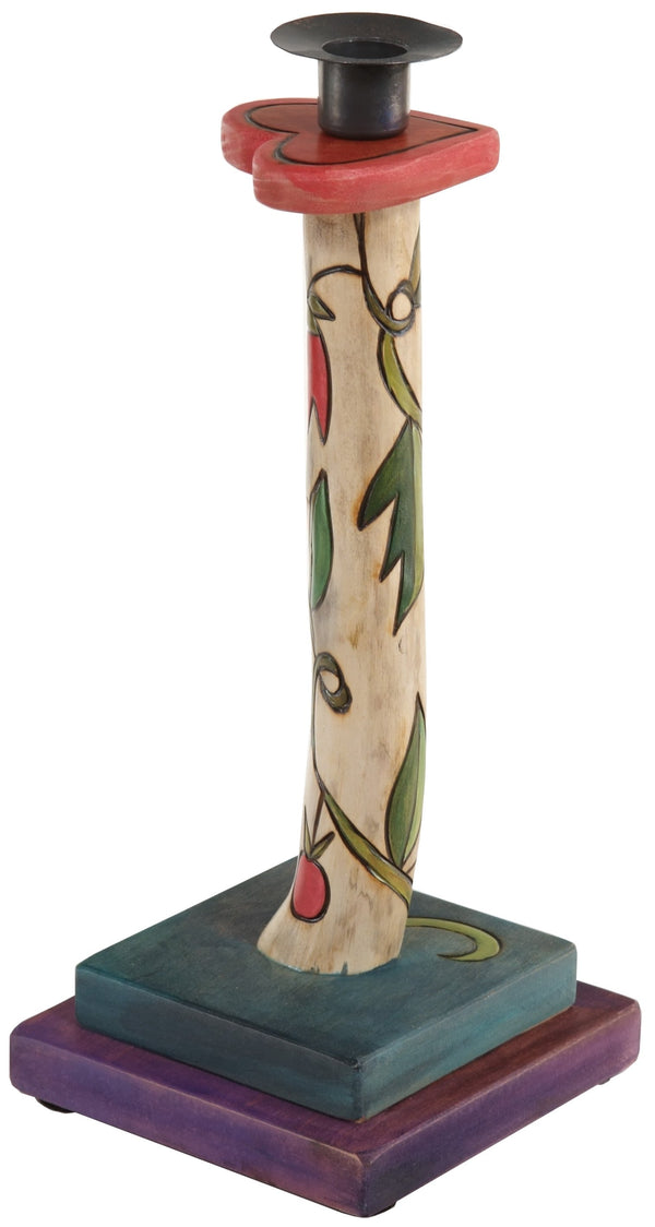 Single Candle Holder –  Single candle holder with flower and vine motif