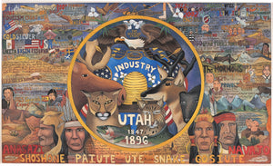 Utah Flag Lithograph –  Ornate and intricate litho print honoring the state and flag of Utah