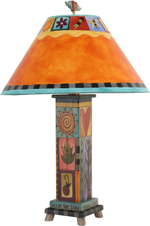 Box Table Lamp –  Contemporary and eclectic table lamp with colorful elements and block icons