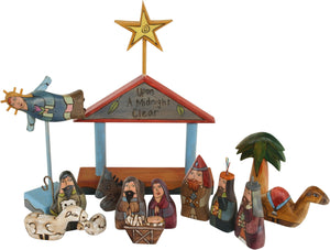 Small Nativity –  "Upon a Midnight Clear" with gray/blue roof