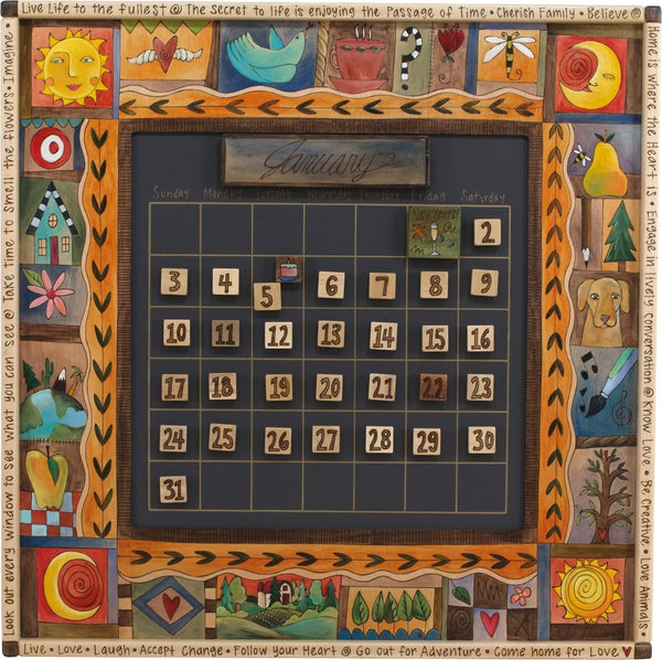 Large Perpetual Calendar –  "Look out Every Window to see what you can See" perpetual calendar with sun and moon motif