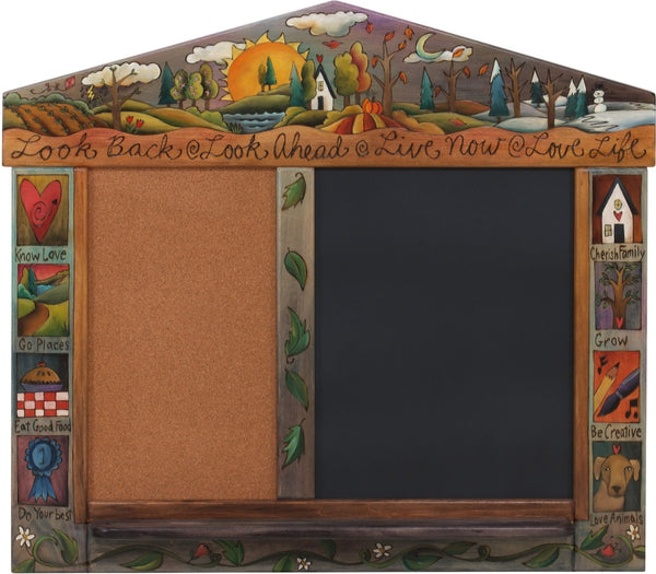 Small Activity Board –  "Look Back/Look Ahead/Live Now/Love Life" activity board with sun setting over the four seasons motif
