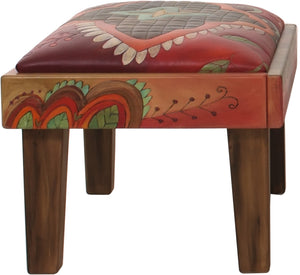 Ottoman –  Funky abstract bohemian style ottoman design in beautiful warm tones right side view