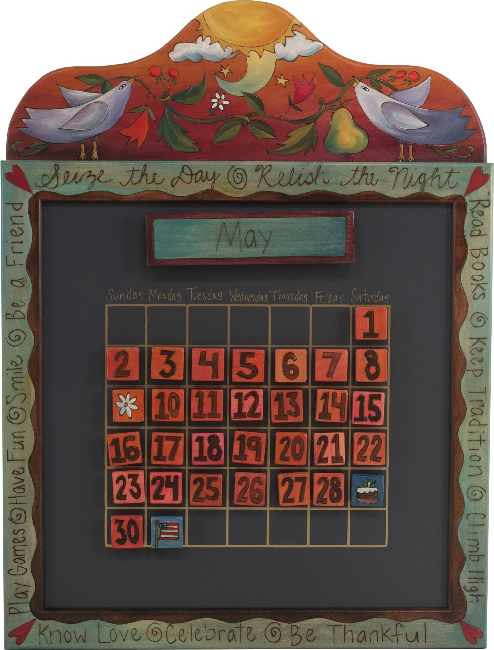Small Perpetual Calendar –  Beautiful calendar with birds, flowers, and vines motif