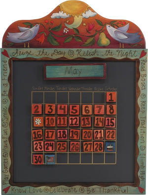 Small Perpetual Calendar –  Beautiful calendar with birds, flowers, and vines motif
